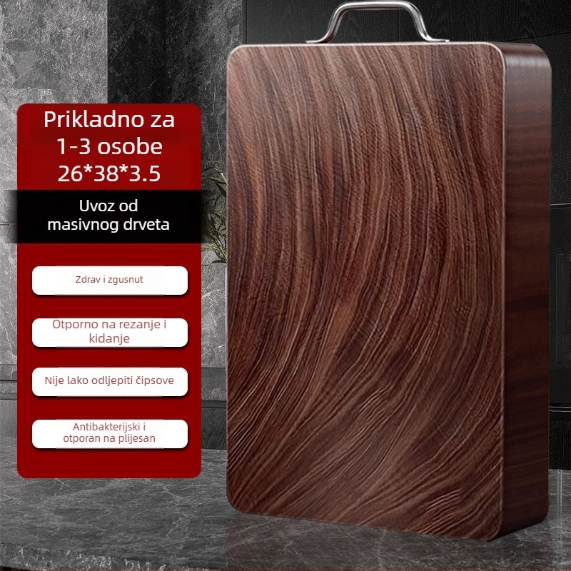 Autentična daska za rezanje od crnog željeznog drveta, antibakterijska i otporna na plijesan, kvadratna daska od masivnog drveta, debeli dizajn