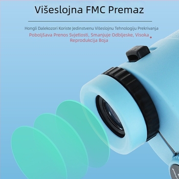 Prilagođeni mali dvogled 10x25 s višestrukim premazima; mogućnost tlačenja logotipa i prilagođene ambalaže (povećanje 10x, objektiv 25 mm, vidno polje 5,2°)