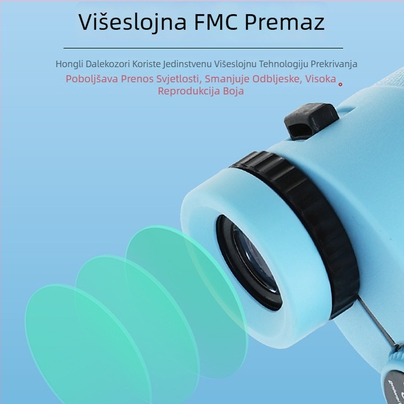 Prilagođeni mali dvogled 10x25 s višestrukim premazima; mogućnost tlačenja logotipa i prilagođene ambalaže (povećanje 10x, objektiv 25 mm, vidno polje 5,2°)