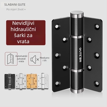Zatvarač šarnira za nevidljiva vrata, hidraulički amortizer, povratna opruga, anodizirani aluminij