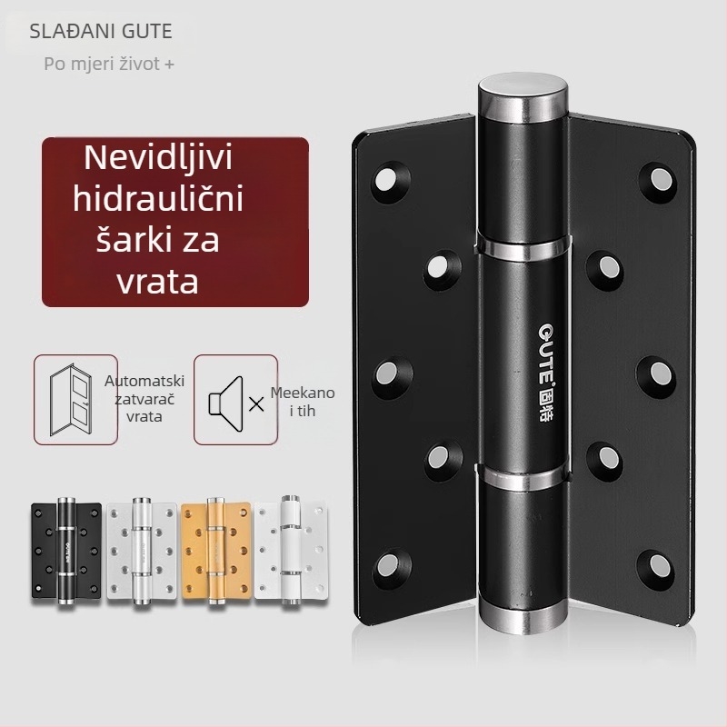 Zatvarač šarnira za nevidljiva vrata, hidraulički amortizer, povratna opruga, anodizirani aluminij