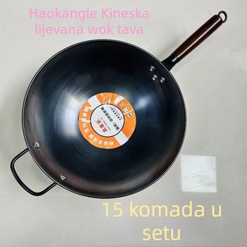 Wok od finog željeza, neljepljiv, okruglo dno, težina 900 g, kineski stil