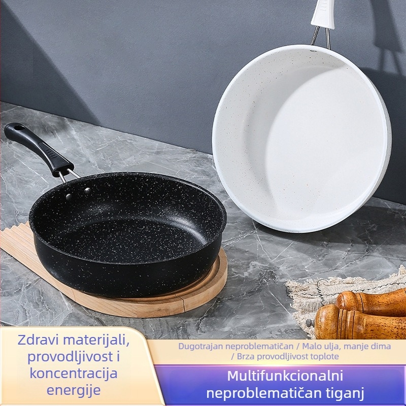 Tava s Maifan kamenjem, neprijanjajuća, korejskog stila, dno od 201 nehrđajućeg čelika, dvostruka slojevitost, bez poklopca, pogodna za plinski plamenik