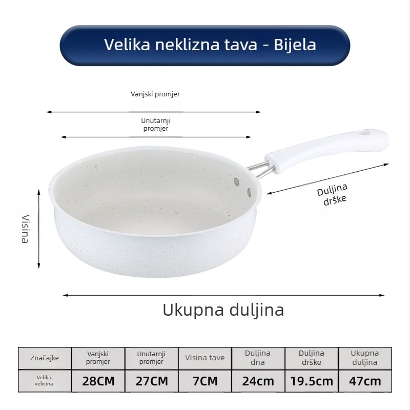 Tava s Maifan kamenjem, neprijanjajuća, korejskog stila, dno od 201 nehrđajućeg čelika, dvostruka slojevitost, bez poklopca, pogodna za plinski plamenik