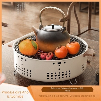 Okrugla vanjska roštilj i čaj kuhalo – unutarnji roštilj, višefunkcionalan, prijenosni, otporan na vjetar, demontažni (Okrugli, 2kg, Višefunkcionalan, Prijenosni, Demontažni)