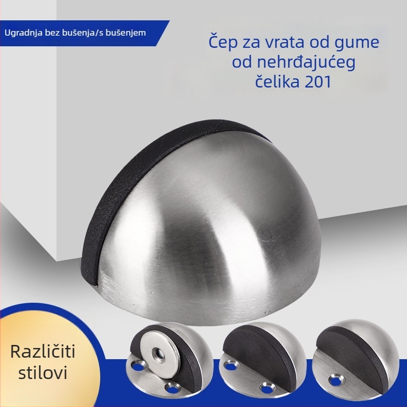 Nehrđajući čelični kućni zaštitnik vrata s magnetskim držanjem, podno uz usisavanje, brušeni završetak, moderan minimalistički dizajn