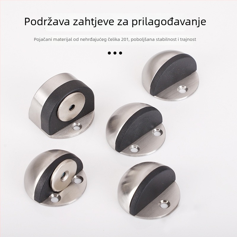 Nehrđajući čelični kućni zaštitnik vrata s magnetskim držanjem, podno uz usisavanje, brušeni završetak, moderan minimalistički dizajn