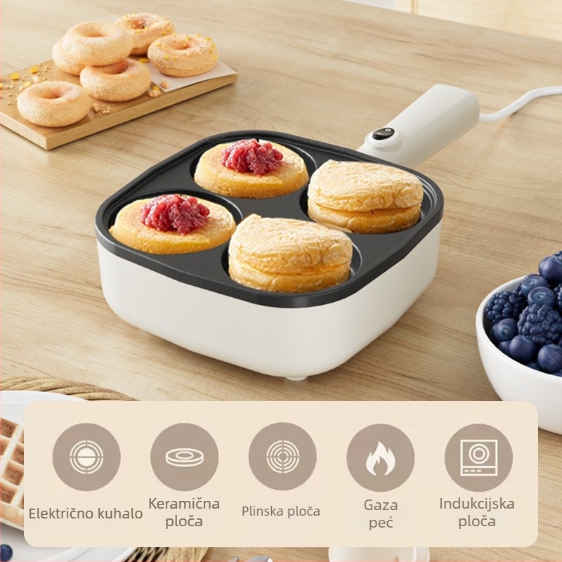 Četverodijelna neprijanjiva tava za omletu i burgere, od aluminijske legure, kompatibilna sa svim pločama, mogućnost prilagodbe brenda