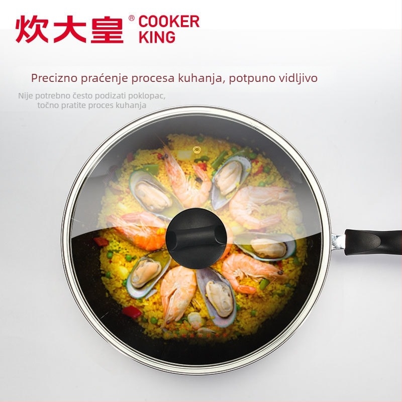 Cooker King Non-stick wok, ravno dno, aluminijski spoj, višeslojno dno, kompatibilan s općim štednjacima