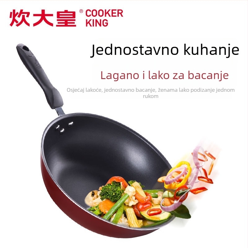 Cooker King Non-stick wok, ravno dno, aluminijski spoj, višeslojno dno, kompatibilan s općim štednjacima