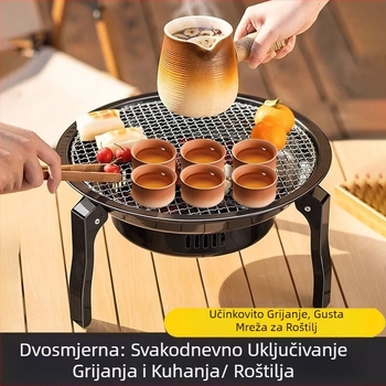 Set drvenog štednjaka za čaj, vanjski roštilj, kamperska tava za roštilj i mala kućna grijalica