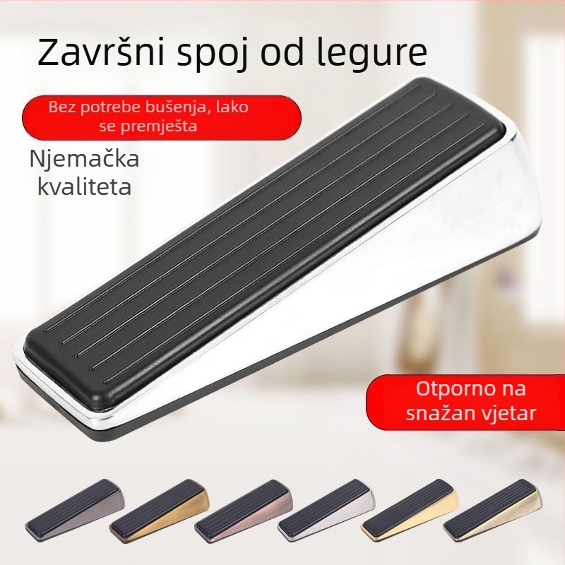 Stoper za vrata od cinkovog legura s protukliznom gumom na dnu, podna montaža, zaštita od udara