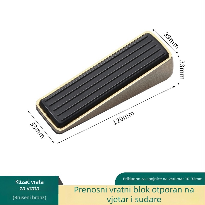 Stoper za vrata od cinkovog legura s protukliznom gumom na dnu, podna montaža, zaštita od udara