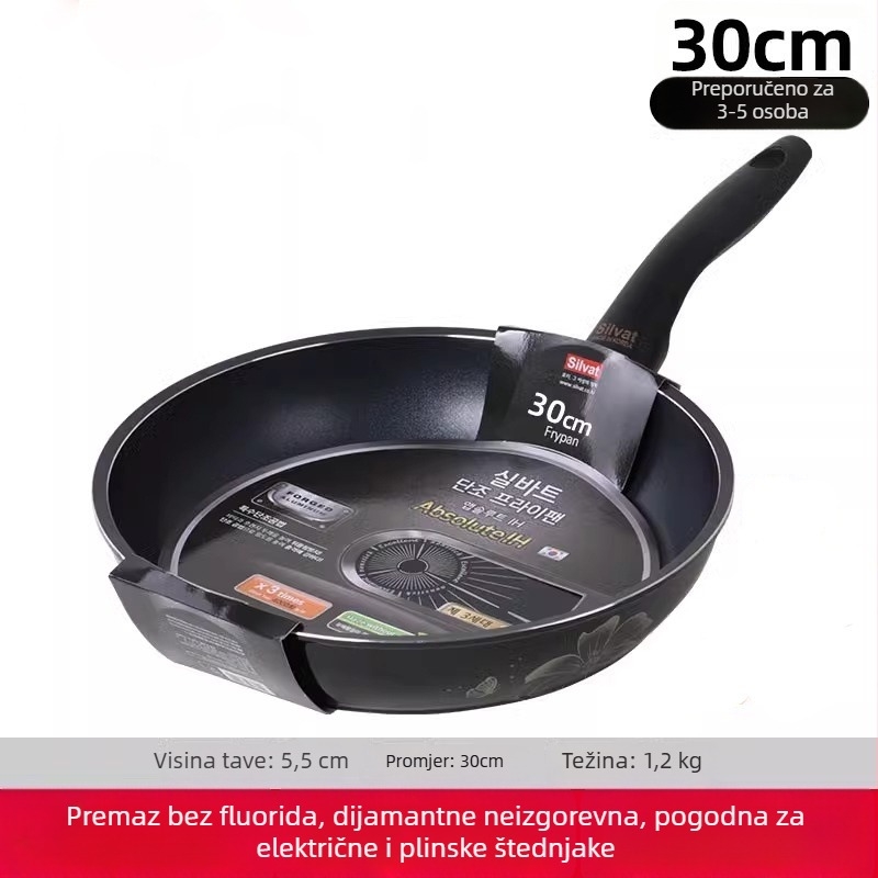 Silvat Absor Flat Frying Pan – non-stick, medicinski kamen, korejskog stila, pogodan za plin i indukcijsku ploču