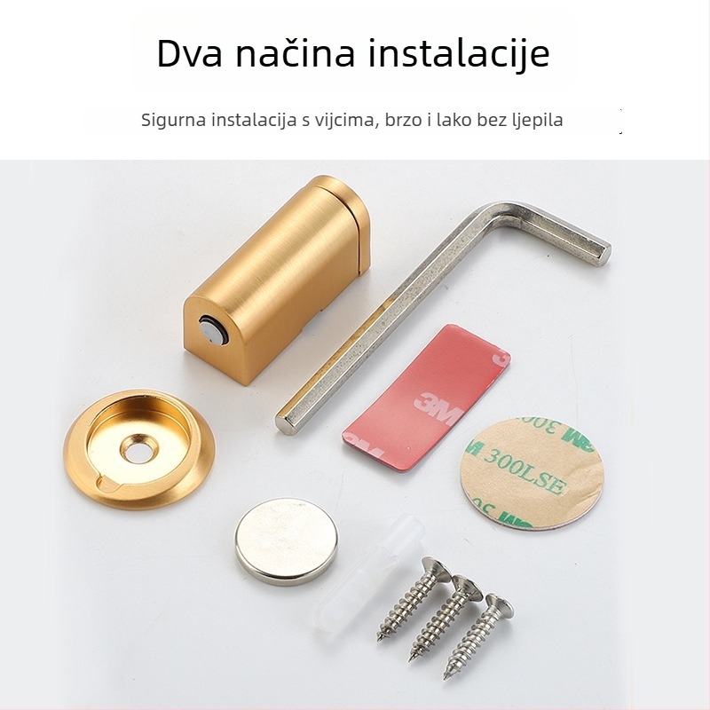 Magnetska potpora za vrata – podno montirana, bez bušenja, cinkova legura, elektroplatirani premaz, automatsko upravljanje, moderni minimalistički stil