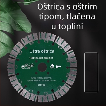 Dijamantni disk za rezanje žljebova u armiranom betonu i cementnim zidovima; sinteriran, metalni spoj