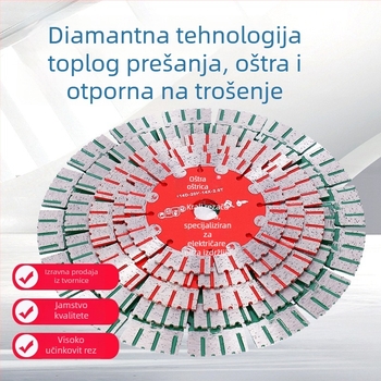 Dijamantni disk za rezanje žljebova u armiranom betonu i cementnim zidovima; sinteriran, metalni spoj