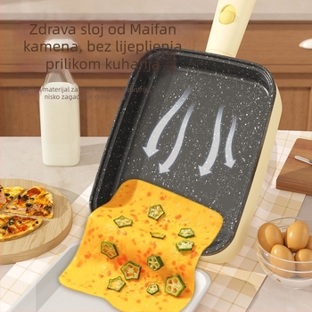 Električna tava za prženje s neprijanjajućim premazom, aluminijska legura, kvadratno dno, 220V, 710W