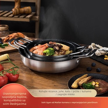 Korejskog stila, nehrđajući čelik s neprijanjajućim premazom – lonac za juhu i suhi lonac s staklenim poklopcem