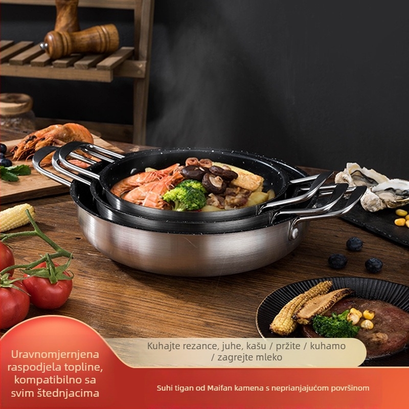 Korejskog stila, nehrđajući čelik s neprijanjajućim premazom – lonac za juhu i suhi lonac s staklenim poklopcem