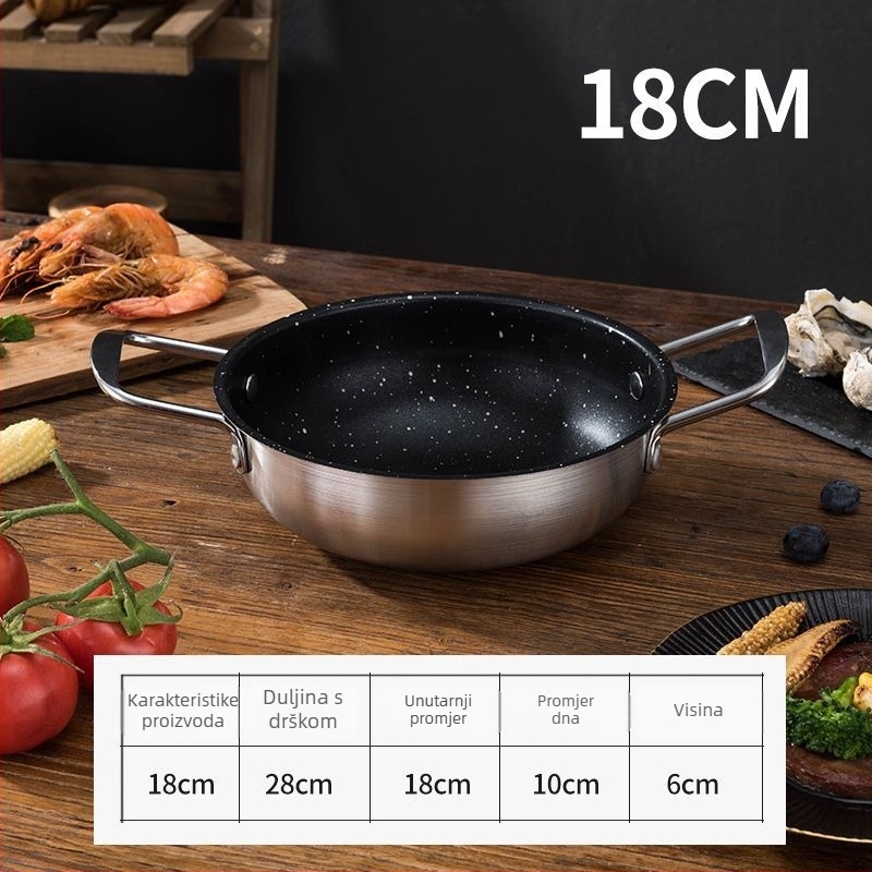 Korejskog stila, nehrđajući čelik s neprijanjajućim premazom – lonac za juhu i suhi lonac s staklenim poklopcem