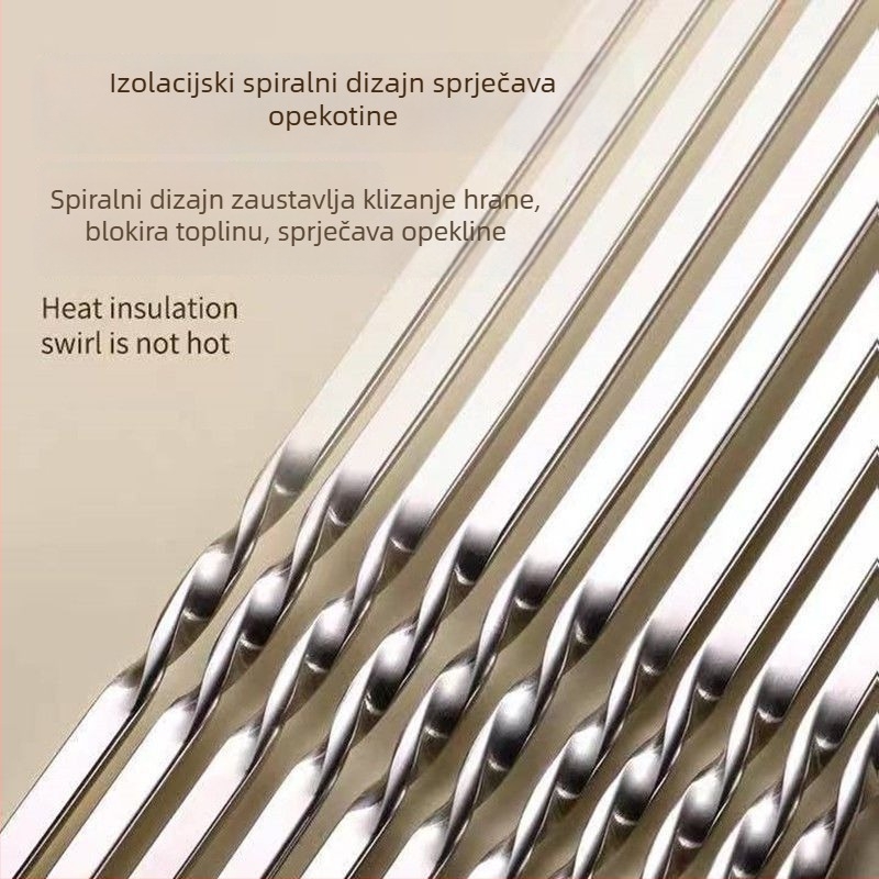 Roštilj štapići od 201 nehrđajućeg čelika – polukružnog profila, sklopivi, elektroforetska obrada, premium razina