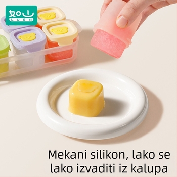Silikonska posuda za dječju hranu s neovisnim porcijama, 2 komada, za zamrzavanje i kuhanje na paru, Lusn/Rushan, za djecu od 12 mjeseci