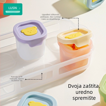 Silikonska posuda za dječju hranu s neovisnim porcijama, 2 komada, za zamrzavanje i kuhanje na paru, Lusn/Rushan, za djecu od 12 mjeseci