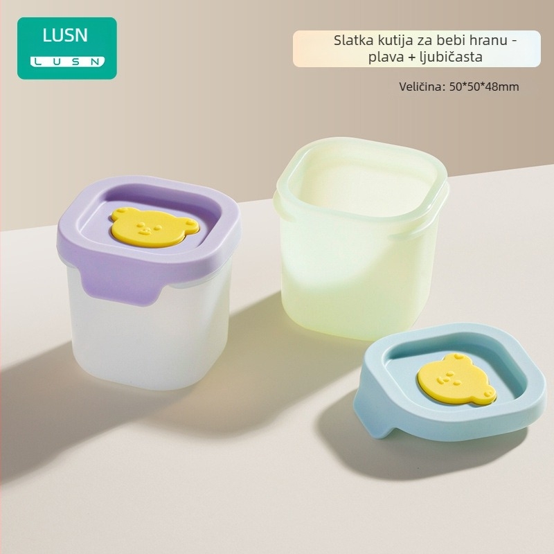 Silikonska posuda za dječju hranu s neovisnim porcijama, 2 komada, za zamrzavanje i kuhanje na paru, Lusn/Rushan, za djecu od 12 mjeseci