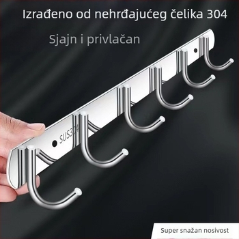Nerđajući čelik – zidni držač i organizator za kuhinju i kupaonicu, bez bušenja, jednostrani dizajn (Materijal: nehrđajući čelik; Nosivost: 30 kg; Obrada: poliranje; Stil: lagani luksuz)