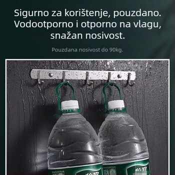 Nerđajući čelik – zidni držač i organizator za kuhinju i kupaonicu, bez bušenja, jednostrani dizajn (Materijal: nehrđajući čelik; Nosivost: 30 kg; Obrada: poliranje; Stil: lagani luksuz)