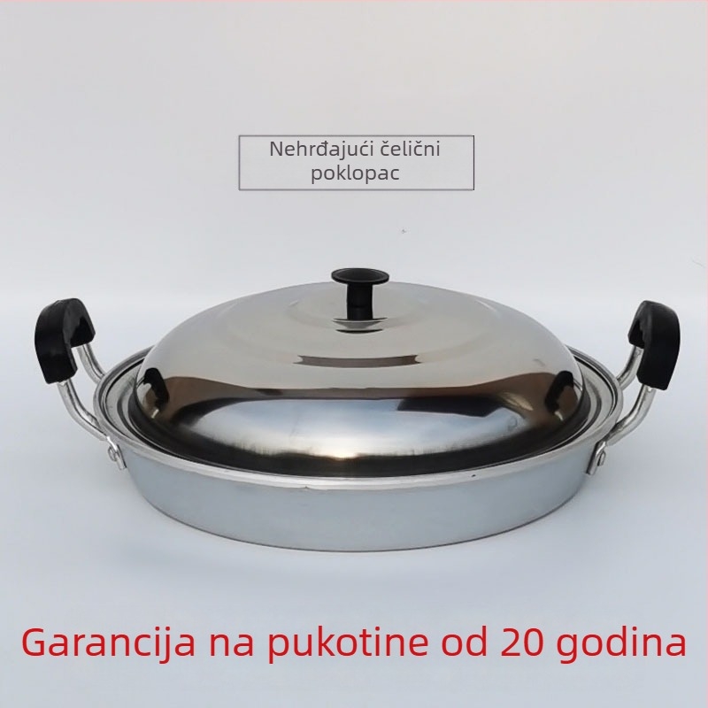 Ručno izrađena aluminijska tava, ravno dno, dvostruka drška, neprijanjajuća