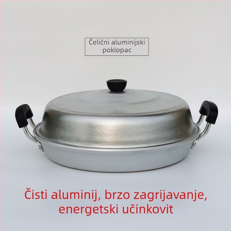 Ručno izrađena aluminijska tava, ravno dno, dvostruka drška, neprijanjajuća