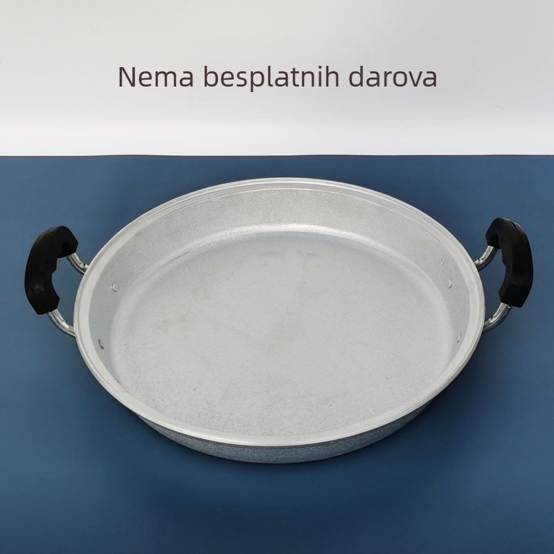 Ručno izrađena aluminijska tava, ravno dno, dvostruka drška, neprijanjajuća