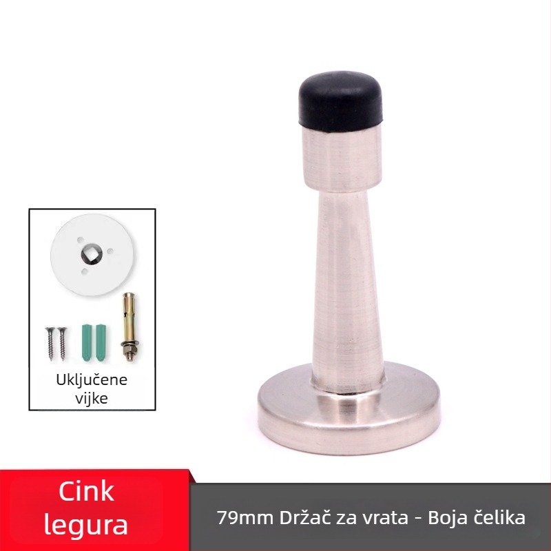 Stoper za vrata, nehrđajući čelik, brušeni završetak, ugradnja na zid, moderni minimalistički dizajn