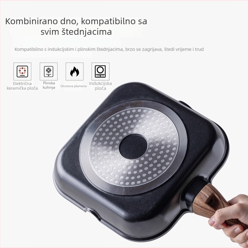 Tiganj za prženje s neprijanjajućim premazom od aluminijske legure, stakleni poklopac, višeslojno dno, kompatibilan s indukcijskim pločama