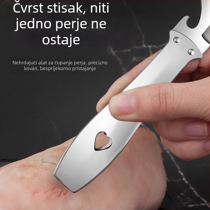 Nerđajući čelični alat za vađenje perja ptica — višenamjerne pincete, klip za perje guske, Lee Huang, moderan minimalistički dizajn