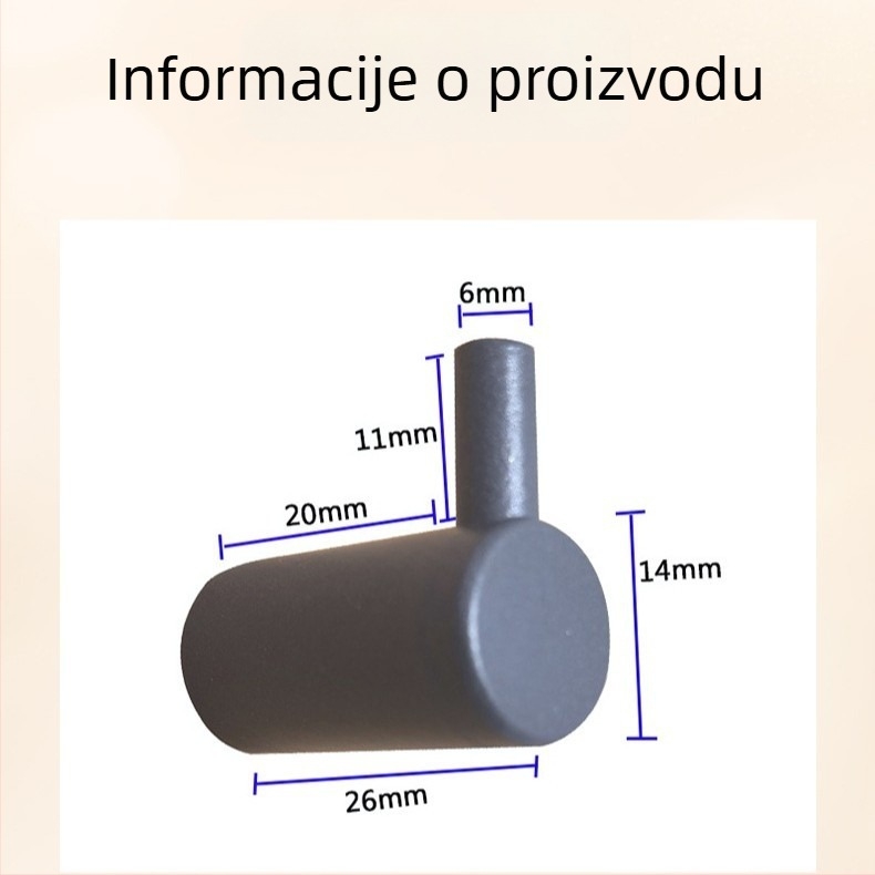 Tengming jednostruki aluminijski kukica za zid – moderan minimalistički stil, za kuhinju i kupaonicu, nosivost 3-5 kg