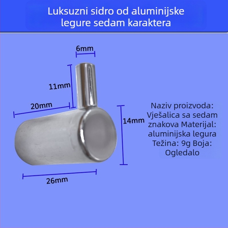 Tengming jednostruki aluminijski kukica za zid – moderan minimalistički stil, za kuhinju i kupaonicu, nosivost 3-5 kg