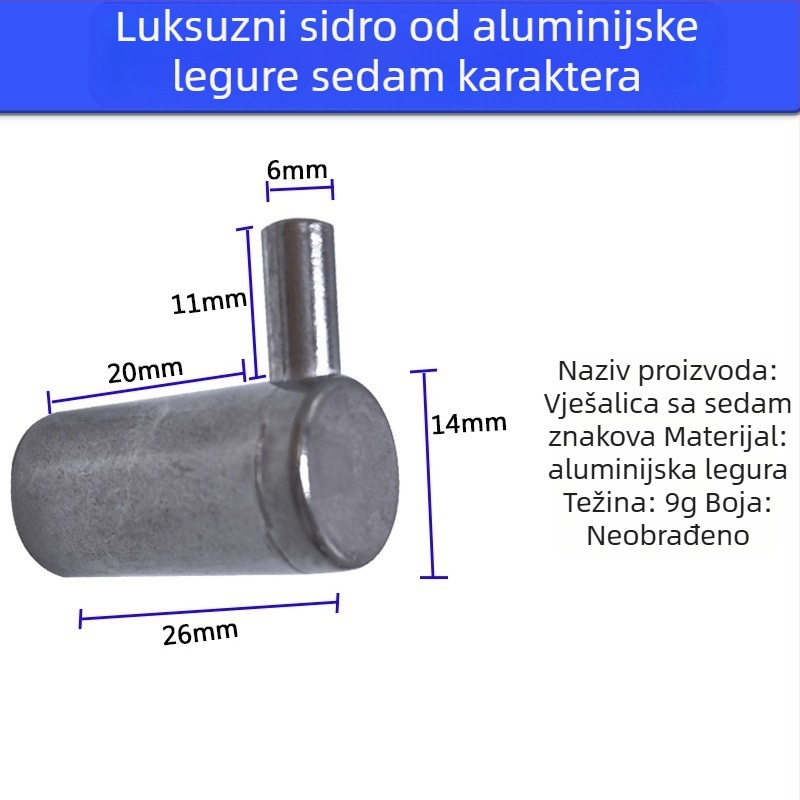 Tengming jednostruki aluminijski kukica za zid – moderan minimalistički stil, za kuhinju i kupaonicu, nosivost 3-5 kg