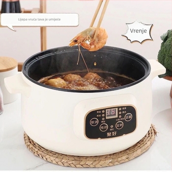 Višenamjenska električna posuda s unutarnjim posudom od porcelanskog kristala, kapacitet <1 L, snaga ≤800 W, mikroračunalno upravljanje, funkcije: prženje, kuhanje, hot pot