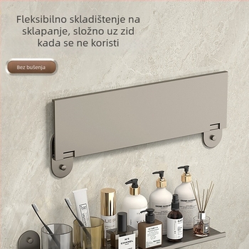 Zidni regal za kupaonicu, sklopni, nosivost 20 kg, jedan sloj, plastični premaz