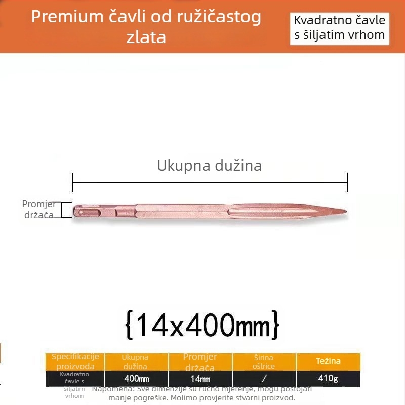 Set nastavaka za električni čekić i bušilicu — samopodostravajući dlijeti, 65A šiljasti ravni dlijet, držači kvadratni/okrugli/šesterokutni (Shine Cast)