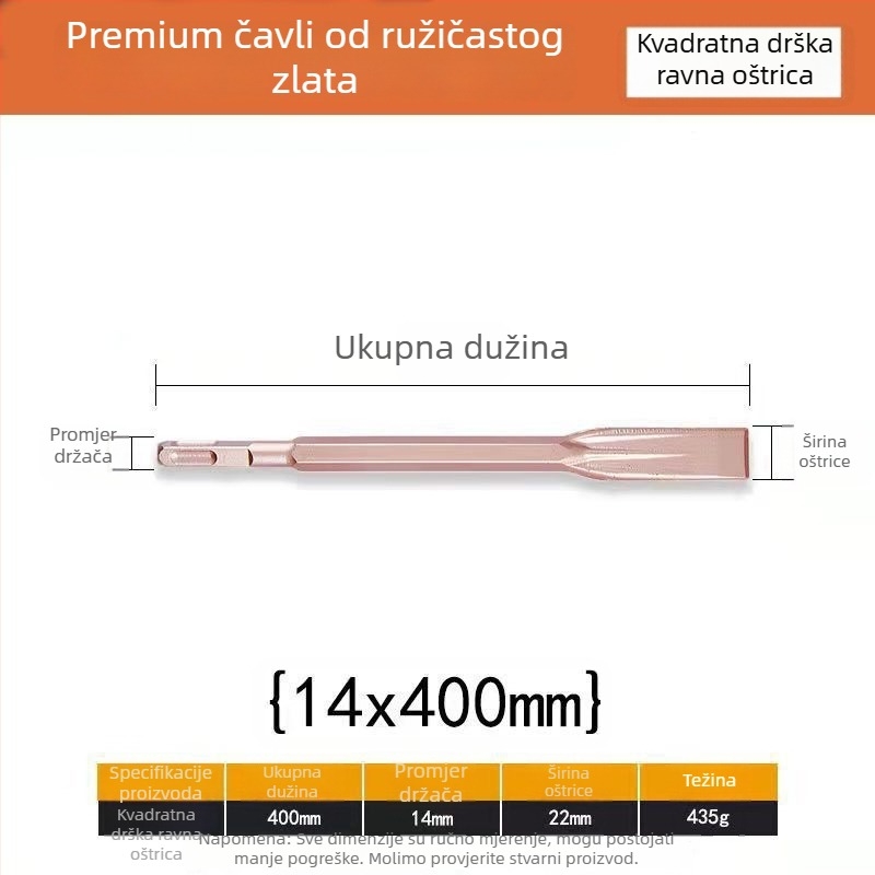 Set nastavaka za električni čekić i bušilicu — samopodostravajući dlijeti, 65A šiljasti ravni dlijet, držači kvadratni/okrugli/šesterokutni (Shine Cast)