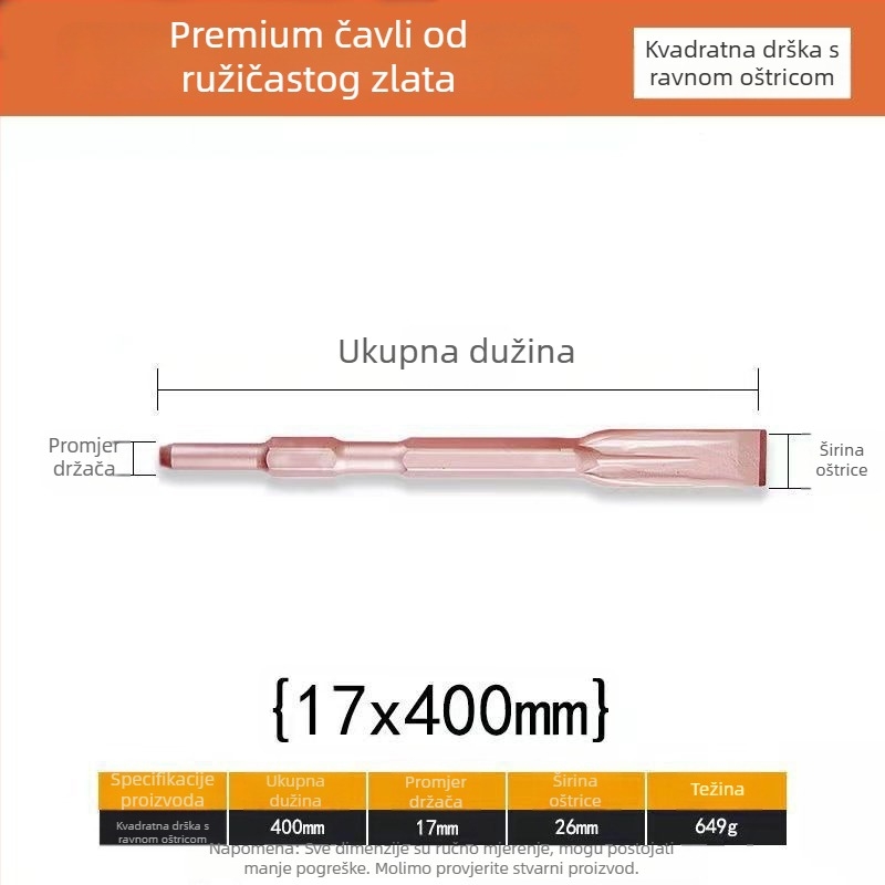 Set nastavaka za električni čekić i bušilicu — samopodostravajući dlijeti, 65A šiljasti ravni dlijet, držači kvadratni/okrugli/šesterokutni (Shine Cast)