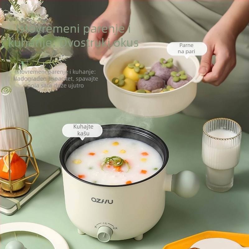 Električna posuda za kuhanje za 2–3 osobe, kompaktni unutarnji spremnik od nehrđajućeg čelika, mehaničko upravljanje, grijanje odozdo, kapacitet do 2 L