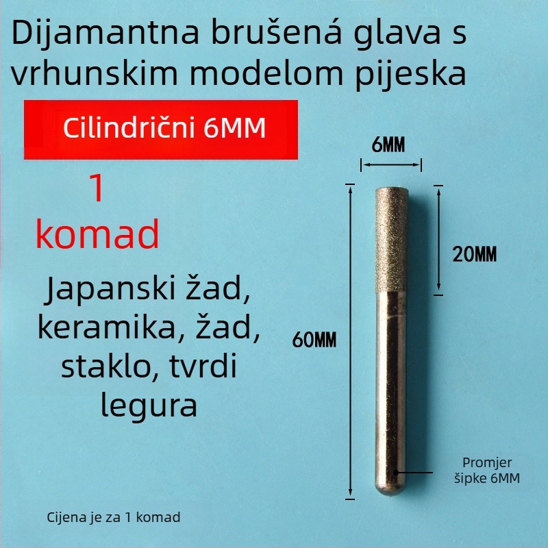 Dijamantna glava za brušenje keramičkih pločica i nefrit graviranje, električna glava za brušenje od legure emery, fino zrno