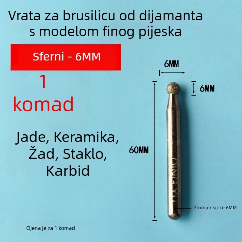 Dijamantna glava za brušenje keramičkih pločica i nefrit graviranje, električna glava za brušenje od legure emery, fino zrno