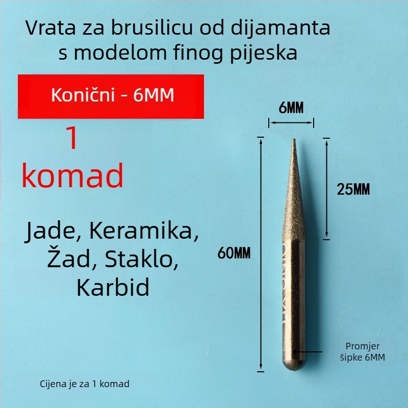 Dijamantna glava za brušenje keramičkih pločica i nefrit graviranje, električna glava za brušenje od legure emery, fino zrno