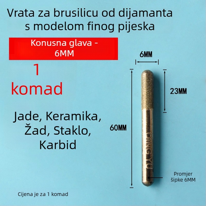 Dijamantna glava za brušenje keramičkih pločica i nefrit graviranje, električna glava za brušenje od legure emery, fino zrno